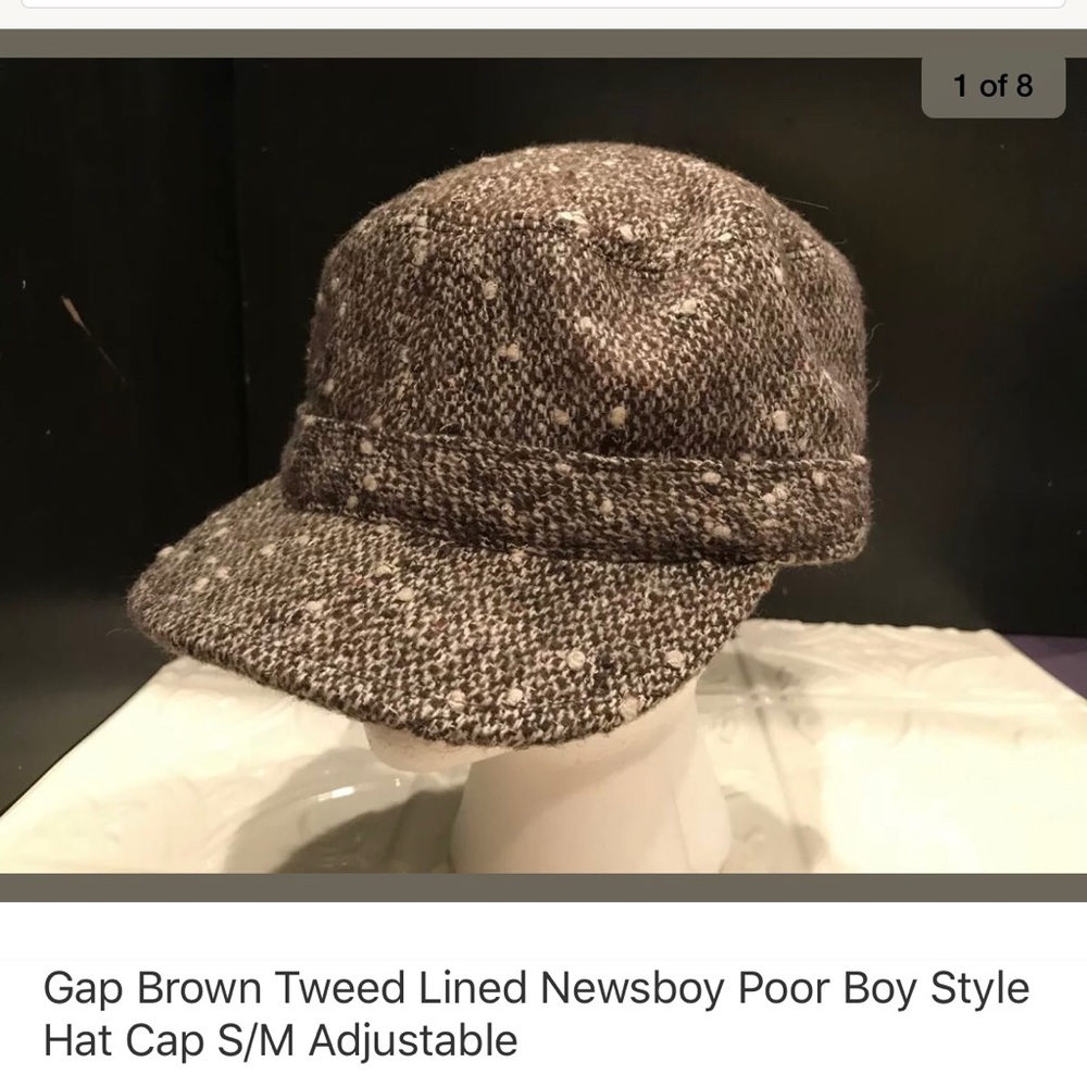 GAP Brown Tweed Lined Newsboy Poor Boy Hat Cap